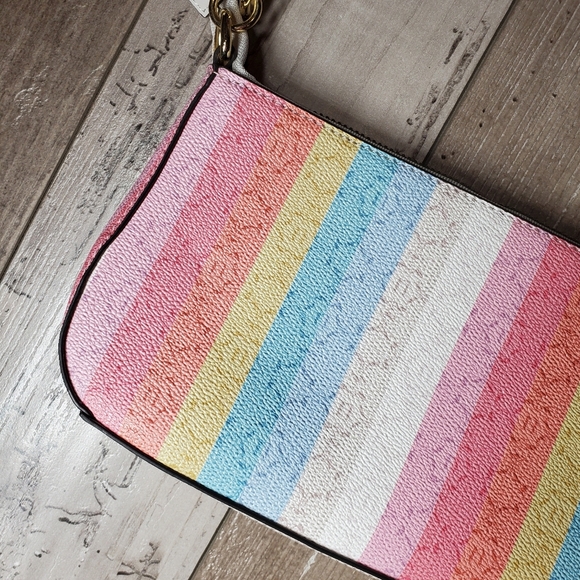 Nanette Lepore Pastel Rainbow Striped Patterned Shoulder Bag Size Small NWOT - Picture 15 of 16